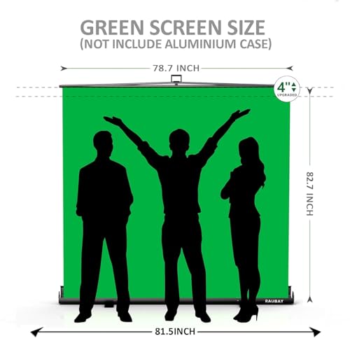 【Wider Style】 RAUBAY 78.7 x 82.7in Large Collapsible Green Screen Backdrop Portable Retractable Chroma Key Panel Photo Background with Stand for Video Conference, Photographic Studio, Streaming - color: Green, size: Wider (78.7 x 82.7in)