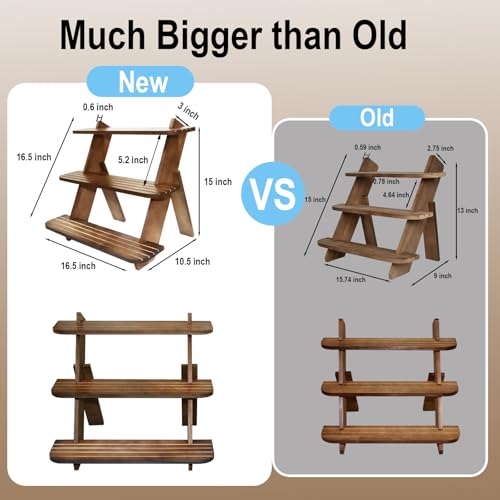 Wooden Display Stand, Tiered Cupcake Stand, 3 Tier Display Stand Riser, Rustic Risers Dessert Table Display Shelf Spice Rack Organizer Holder, Cologne Stand Perfume Organizer Stand - color: Walnut-L