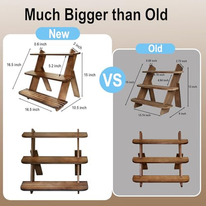 Wooden Display Stand, Tiered Cupcake Stand, 3 Tier Display Stand Riser, Rustic Risers Dessert Table Display Shelf Spice Rack Organizer Holder, Cologne Stand Perfume Organizer Stand - color: Walnut-L