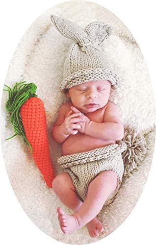 M&G House Newborn Photography Outfits Baby Crochet Knitted Photoshoot Props Animal Costume Set - color: 03 Rabbit Carrot Outfit