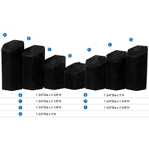 MOOCA Jewelry Ring Stand Holder Display Set, Ring Holders for Jewelry Storage Organizer Stand Pedestals Display 7 Pcs Set, Black Velvet - color: Black Velvet