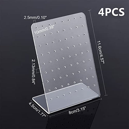 PH PandaHall 4 Pack 72 Holes Acrylic Earring Holder Organizer Ear Studs Jewelry Storage Display Rack Showcase Earrings Display Stand Earring Storage for Selling Retail Marketing Personal 3x2x4.5inch