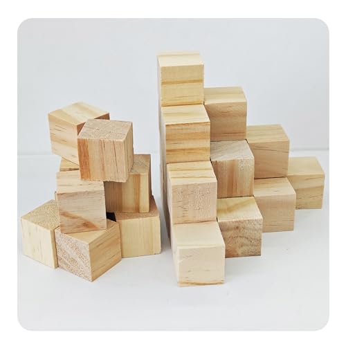 30Pcs 1inch Unfinished Natural Wooden Cubes, Square Craft Wood Blocks for DIY Projects, Blank Wood Squares for Art, Building, Personalized Crafts, Wedding Decor, and Creative Displays - size: 2.5cm