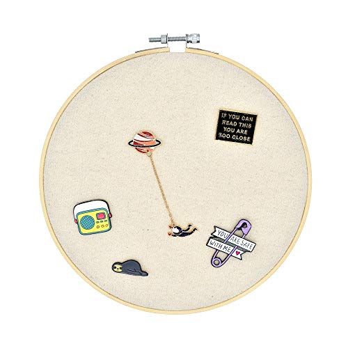 REOVE Wall Hanging Pin Collection Display Stand Enamel Pin Display Holder Display Board, Canvas Leather Embroidery Hoop for Display Pins Buttons Wall Decoration - color: Primary-cavas