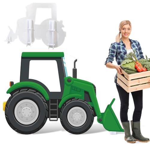 Capoda Farm Tractor Stand Up Photo Props for Farm Birthday Party Decorations Cardboard Cutout - 59 x 39 Inch Red Green Loader Tractor Standee Foam Board with Face Hole for Indoor Outdoor Display - style: Green Tractor