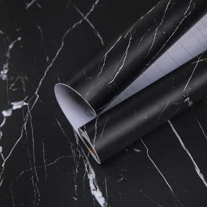 practicalWs 11.8"×78.7" Black Marble Contact Paper Matte Peel and Stick Kitchen Countertops Paper Black and White Self Adhesive Removable Waterproof Wallpaper for Cabinet Covers - color: Black/White, size: 11.8" x 78.7"