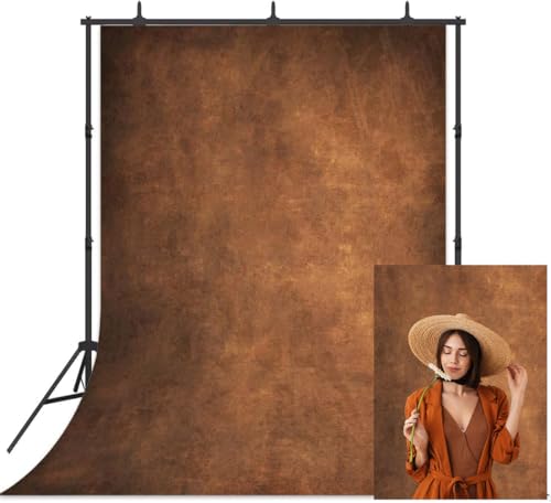 Vintage Brown Vinyl Photography Backdrop — Rustic Retro Textured Photo Background for Portraits, Studio, Video Recording, Parties, Product Shooting — Durable Non-Glare Vinyl Surface (5x7ft)