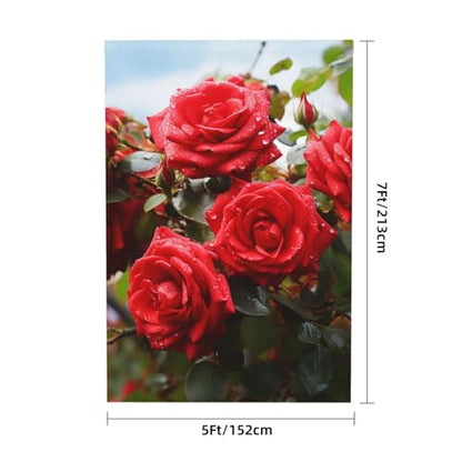 Red Roses Bush in The Garden Backdrop Background for Photography 5x7ft Photobooth Professional Photo Backdrop Curtains Video Photography Studio Photo Backgrounds Banner Booth Background Screen Parties - color: Red Roses Bush In The Garden