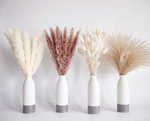 Natural Dried Pampas Grass Decor, 100 PCS Pampas Grass Contains White Bunny Tails Dried Flowers, Reed Grass Bouquet for Wedding Boho Flowers Home Table Decor, Rustic Farmhouse Party (17”) - size: 100pcs-b