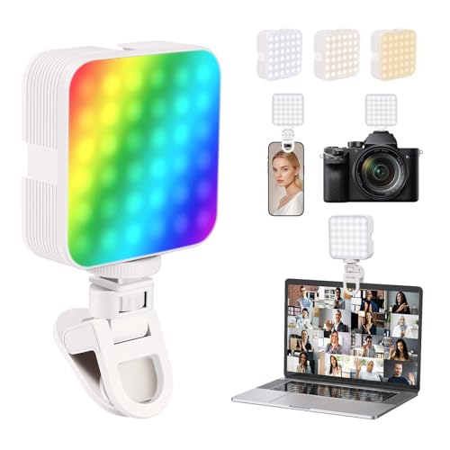 ELZO Selfie Light Rechargeable with Clip, 97 LED Portable Phone Lights with Adjustable 10 Color Modes, Up to 6500K CRI 97+, 3 Light Modes for iPhone, IPad, Laptop, TikTok, Makeup, Live Stream, Vlog