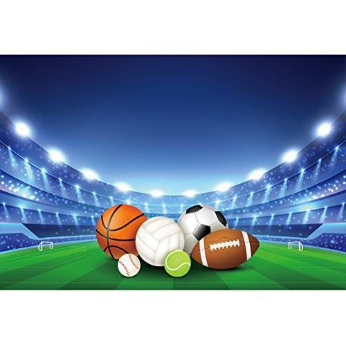 5x4ft All Stars Sports Backdrop - Outdoor Sports Theme Birthday Party Photography Background - American Football, Baseball Stadium Field Banner - size: 5x4ft