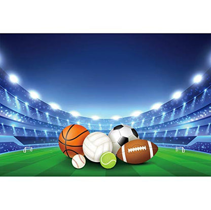 10x6.5ft All Stars Sports Backdrop - Outdoor Sports Theme Boy Kid Birthday Party Photography Background Stadium Field American Football Baseball Light School Game Banner Photo Studio Props - size: 10x6.5ft