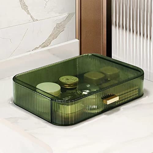 Stackable Makeup Organizer Drawers, Bathroom Vanity Organizers and Storage, Ideal for Desk and Dresser Countertops, Great for Cosmetics, skincare, Lipsticks, Nail Care -Green - color: Clear Green, size: Drawer Only