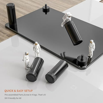 Glass Computer Monitor Stand Riser with Height Adjustable Multi Media Desktop Stand for Flat Screen LCD LED TV, Laptop/Notebook/Xbox One, Black HD01B-002 - color: Black