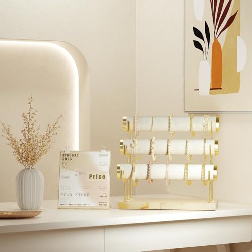 3 Tier Bracelet Holder Display Detachable Beige Velvet Bracelet Holder Jewelry Holder Organizer for Bracelet Necklace Watches Rings - color: Y-type Suede Black
