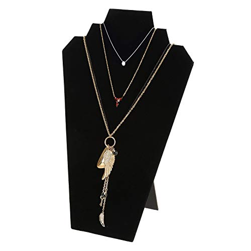 Foraineam 9 Pack Necklace Display 12.5 Inches Black Velvet Jewelry Easel Display Holder Pendants Chains Showcase Organizer Stand