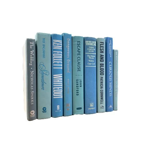 Decorative Accent for Home Decor – Real Books by Color® Interior Styling Piece for Bookshelf, Coffee Table, Design Display (Set of 3, Light Blue) - color: Light Blue, size: Set of 3