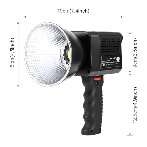 60W LED Video Light, PULUZ 2500K-6500K Dual Color Temp, 13000Lux CRI 95+ COB Fill Light with 10000mAh Rechargeable Battery & 8 Effects for Vlogging/Live Stream/Outdoor Shooting