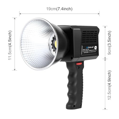 60W LED Video Light, PULUZ 2500K-6500K Dual Color Temp, 13000Lux CRI 95+ COB Fill Light with 10000mAh Rechargeable Battery & 8 Effects for Vlogging/Live Stream/Outdoor Shooting