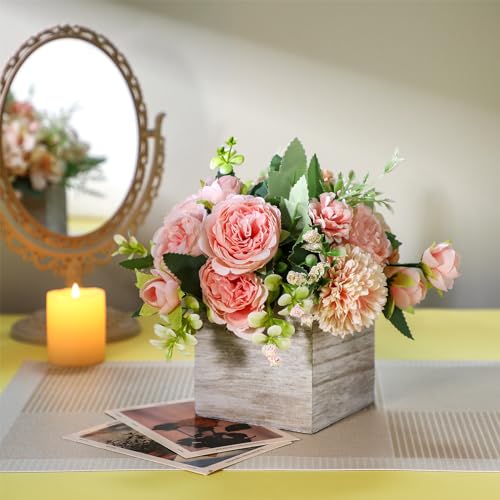 Suzile 12 Set 4 Inch Wooden Planter Box Flower Square Vases for Centerpiece Rustic Cube Planter Box with Removable Foam Blocks Liner Square Vase Craft for Garden Home(Light Brown) - color: Light Brown, size: 4 Inch
