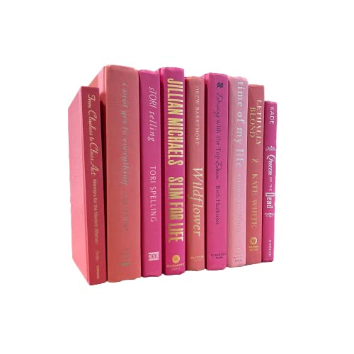 Decorative Accent for Home Decor – Real Books by Color® Interior Styling Piece for Bookshelf, Coffee Table, Design Display (Set of 5, Pink) - color: Pink, size: Set of 5