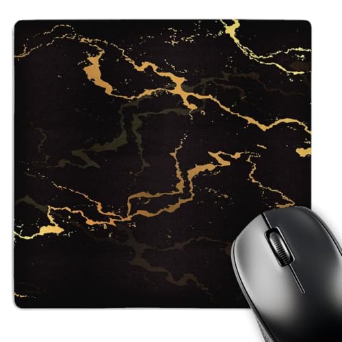 3dRose Image of Black and Yellow Marble Texture, Faux Stone Backdrop - Mouse Pads (mp_354036_1)