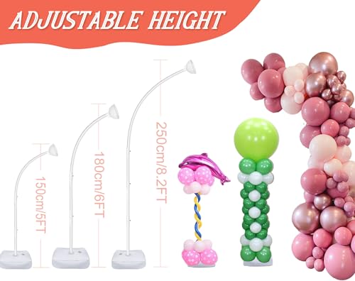 OurWarm 8.2FT & 6FT Balloon Arch Stand, Free Bending Top Balloon Arch Kit, Half Arch Balloon Stand with Base for Floor, Balloon Column Kit for Wedding Birthday Party Baby Shower Halloween Decorations - style: White Balloon Arch Stand