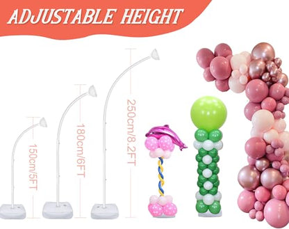 OurWarm 8.2FT & 6FT Balloon Arch Stand, Free Bending Top Balloon Arch Kit, Half Arch Balloon Stand with Base for Floor, Balloon Column Kit for Wedding Birthday Party Baby Shower Halloween Decorations - style: White Balloon Arch Stand