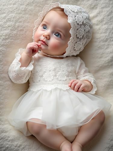 Ylsteed Newborn Photography Outfits Girls Newborn Photography Props Baby Girls Lace Romper with Tulle Skirt Infant Photo Shoot Outfits Photo Props - color: 2699-White