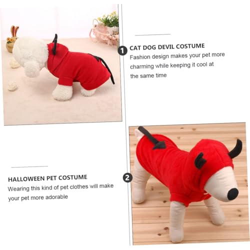 GALPADA Halloween Devil Pet Costume Dog Clothes Winter Warm Casual Outfit for Cats and Puppies Bright Color Easy Clean Photo Prop for Festive Dress-up and Outdoor Play