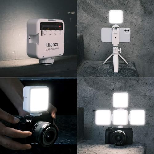 ULANZI VL49 2000mAh LED Video Light w 3 Cold Shoe, Rechargeable Soft Light Panel for DJI OSMO Mobile 3 Pocket Zhiyun Smooth 4 Sony RX100 VII Canon G7X Mark III A6400 6600 Action Camera 13 9 8 Vlogging - color: White