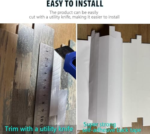 10-Sheet Peel and Stick Backsplash Tile, PVC Mixed Meta,l Stick on Kitchen, Bathroom Vanities, Fireplace Décor, Laundry Table(11.2" X 12.7") (10, Wooden Green+Frosted Silver) - color: Wooden Green+Frosted Silver