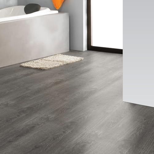 Luxury Thicken Wood Grain Peel and Stick Floor Tiles Self-Adhesive Vinyl Flooring Roll-DIY Easy for Wall and Floor,Hard Surface/Waterproof/Anti Slip (Gray Vinyl Flooring, 17.72 "W x 118" L) - color: Gray vinyl flooring, size: 17.72 "W x 118" L