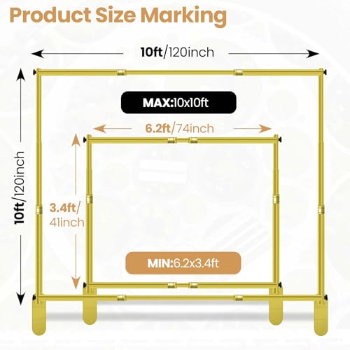 Jiang&Rong 10x10ft Heavy Duty Backdrop Stand Kit - Adjustable Step and Repeat Photo Banner Stand for Photography, Trade Shows, Photo Booths, Events(Golden) - color: Golden