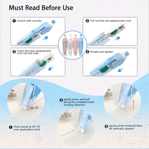 CHANGLi 12Pack Refill for Glue Tape,Scrapbooking Supplies, Refillable Adhesive Glue Runner for Gift Wrapping, Photo(Cannot be Used independently) - color: White