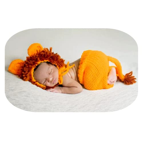 Fashion Cute Newborn Boy Girls Baby Costume Outfits Photography Props Hat Pants - color: Ginger Yellow