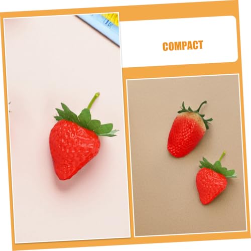 Abaodam 30pcs Realistic Faux Strawberries Artificial Red Strawberry Models Plastic Fruit Decorations for Home Kitchen Party Photography Props