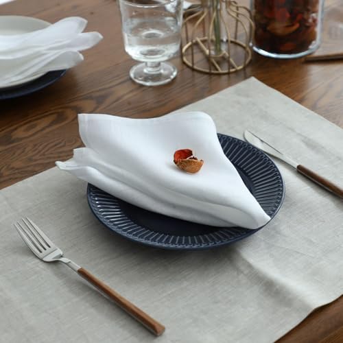 Simple&Opulence Linen Napkins Set of 6 – 100% Pure Linen Napkins for Spring, Easter, Mothers Day,Wedding, Party, Everyday Use Machine Washable and Reusable 14" x 14" White - color: White, size: napkin(14"×14")