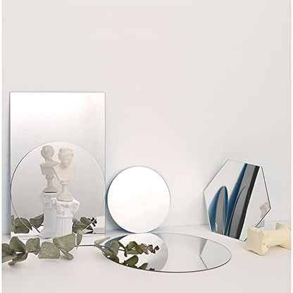 Acrylic Mirror Reflection Board Geometric Shape Photo Background Props Set Photography Ornaments Reflective Display Sheet (Silver 5Pcs) - color: Silver