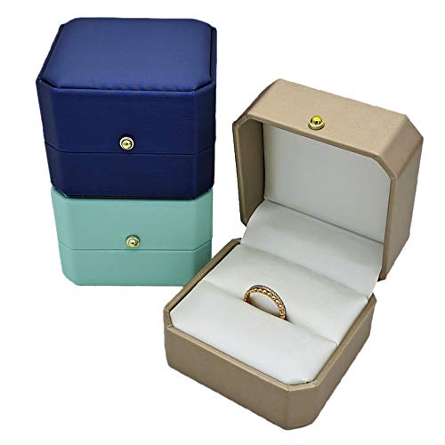 Best Balmy Premium Leather Ring Jewelry Storage Box Gift Box, Ring Earrings Jewelry Counter Display Props (Navy Blue) - color: Blue,Navy