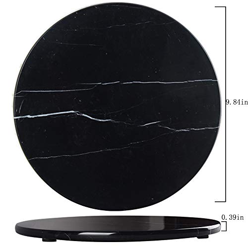 Natural Round Marble Tray Glossy Pastry Board for Dessert, Cheese, Coffee, Appetizers (Black Marquina) - color: Black Marquina