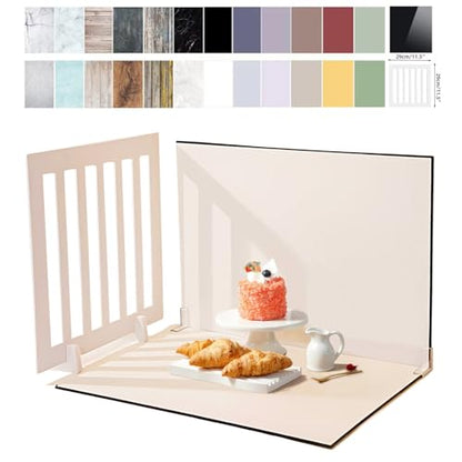 14Pcs 24Patterns Photo Backdrop Board, Small Product Photography Table Top Shooting with Light and Shadow/Acrylic Reflective Display Boards for Food Makeup Jewelry(16.5x11.5in)