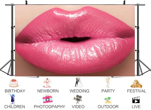 8x8ft Shiny Pink Lipstick Close Up Backdrop Lip Care Beauty Scene Photo Background Tapestry for Cosmetic Brand Party Makeup Event Photography Home Decorations Studio Props - size: 8X8ft
