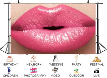 9x6ft Shiny Pink Lipstick Close Up Backdrop Lip Care Beauty Scene Photo Background Tapestry for Cosmetic Brand Party Makeup Event Photography Home Decorations Studio Props - size: 9X6ft