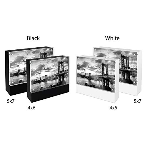 Isaac Jacobs 4” x 6” Black Wood Block Acrylic Picture Frame, Magnetic Photo Frame, Made For Tabletop Display (4” x 6” Black) - size: 4x6