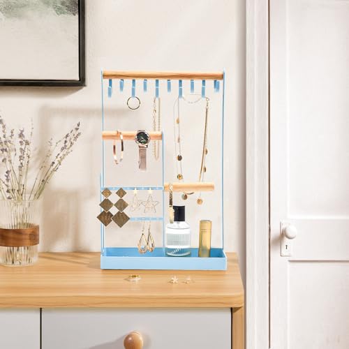 ProCase Cute Jewelry Stand, Aesthetic Jewelry Organizer for Dresser Vanity, Jewelry Holder Display for Necklaces Earrings, Gifts for Teen Girls Women, Bedroom Dorm Decor -Medium, Blue - color: Blue, size: 12.6" Height