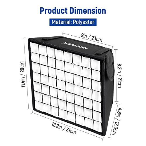 NEEWER 12.2"x11.4" Foldable Softbox Diffuser with Grid and Bag for NL660/SNL660/RGB660/RGB660 Pro/RGB660 PRO II LED Video Light Panel, Studio Photo Portrait Photography YouTube Video Soft Lighting - style: Softbox