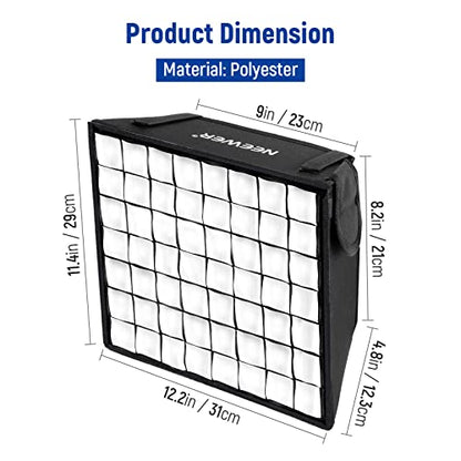 NEEWER 12.2"x11.4" Foldable Softbox Diffuser with Grid and Bag for NL660/SNL660/RGB660/RGB660 Pro/RGB660 PRO II LED Video Light Panel, Studio Photo Portrait Photography YouTube Video Soft Lighting - style: Softbox
