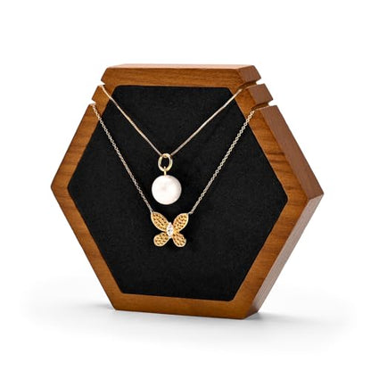 Solid Wood Hexagon Necklace Holder Stand Retail Hanging Jewelry Necklace Stand Display for Vendors(Black) - color: Black