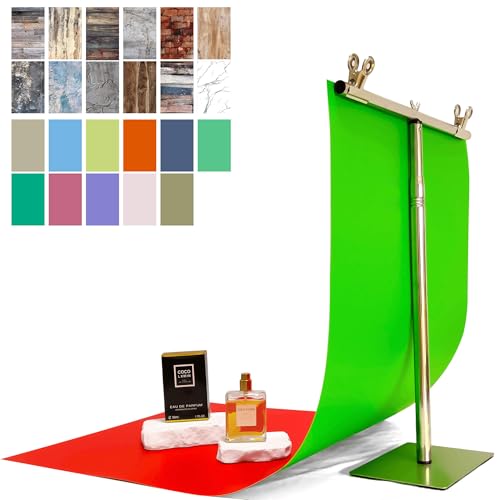 24 Colors Small Product Backdrops Photography Background Paper with Stand 12PCS 34x17inch Flat Lay Backdrop for Cosmetics Jewelry Products and Food